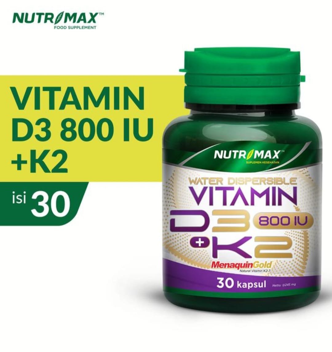Nutrimax vit D3 800iu K2 1 Botol Isi 30 Kapsul (per Botol)